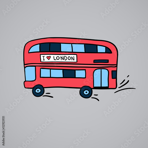 illustration of british red double decker bus