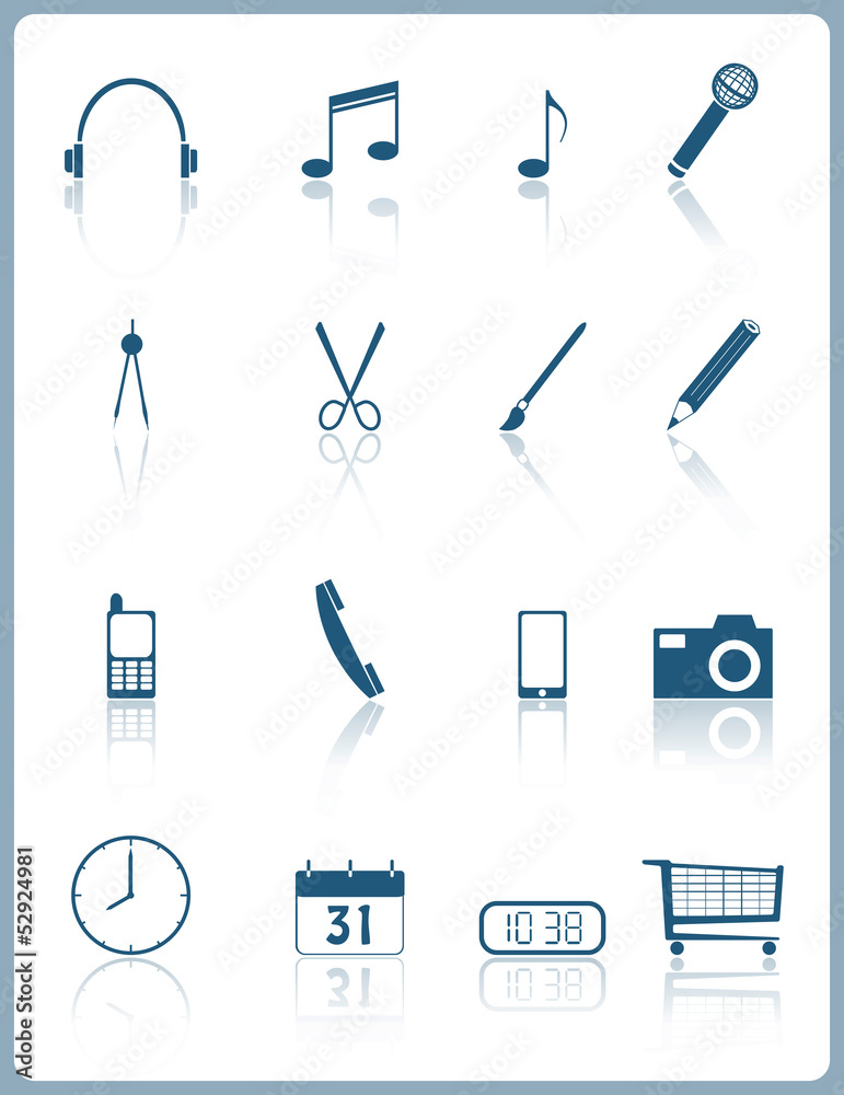 web pictograms icons with reflection web pictograms icons with reflection