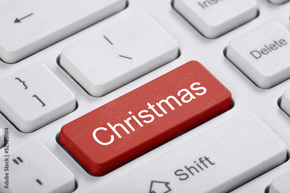 Red key of the computer. Christmas Red key of the computer. Christmas