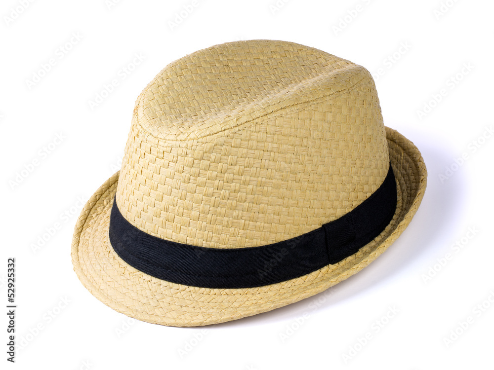 Summer straw hat isolated on white background