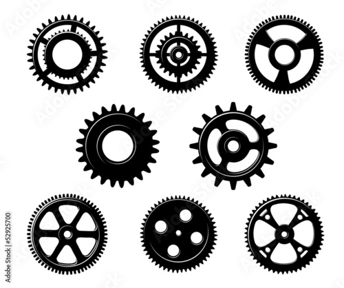 Set of metallic pinions and gears