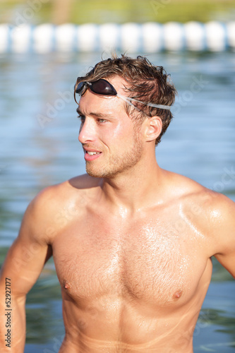 Swimming man portrait - handsome male swimmer © Maridav