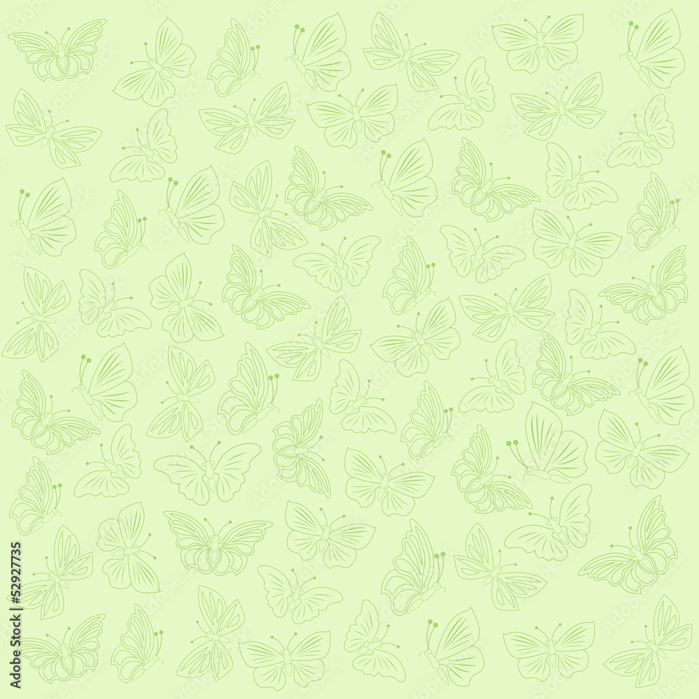 Butterflies green background