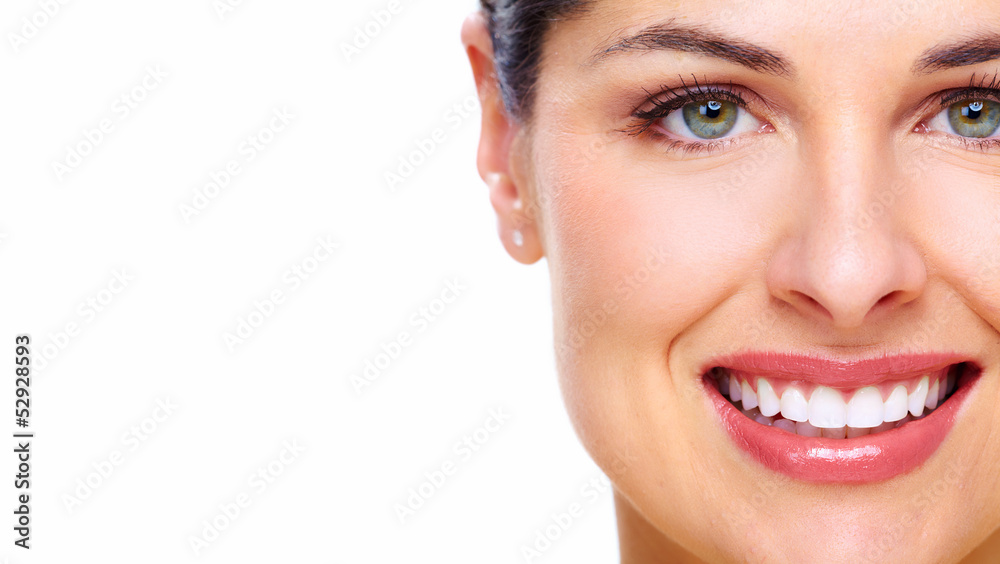 Naklejka premium Beautiful young woman face.