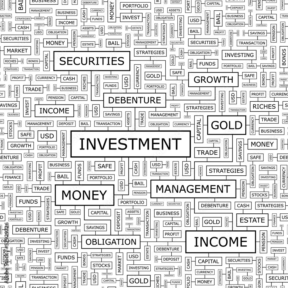 INVESTMENT. Word cloud concept illustration.  
