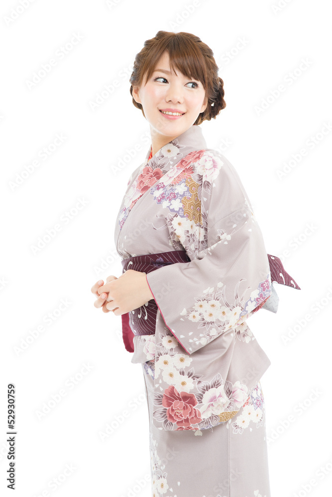Beautiful japanese kimono woman isolated on white background Beautiful japanese kimono woman isolated on white background