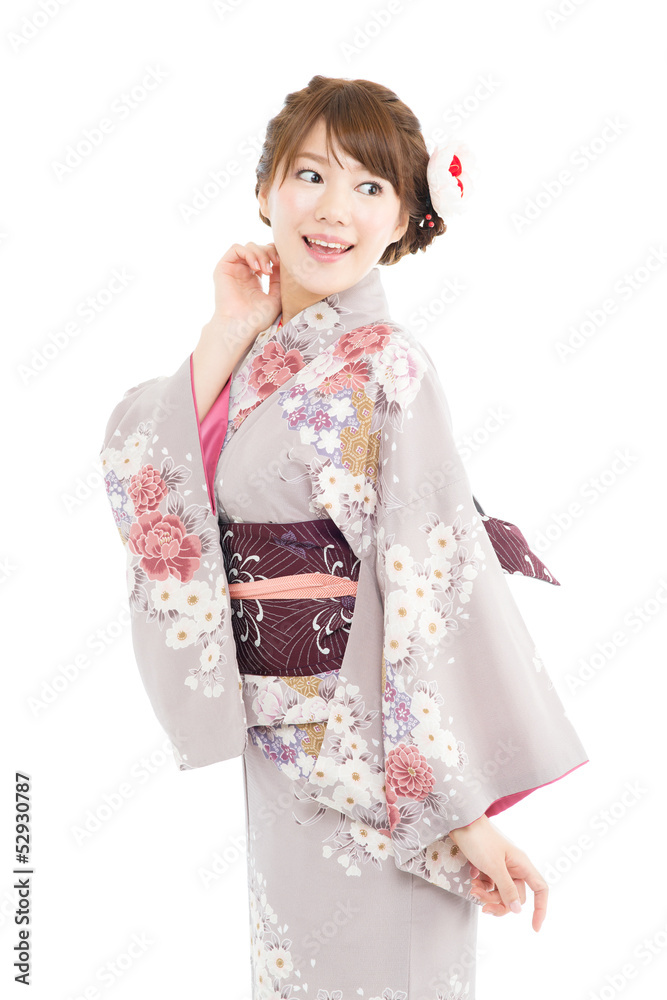 Beautiful japanese kimono woman isolated on white background Beautiful japanese kimono woman isolated on white background