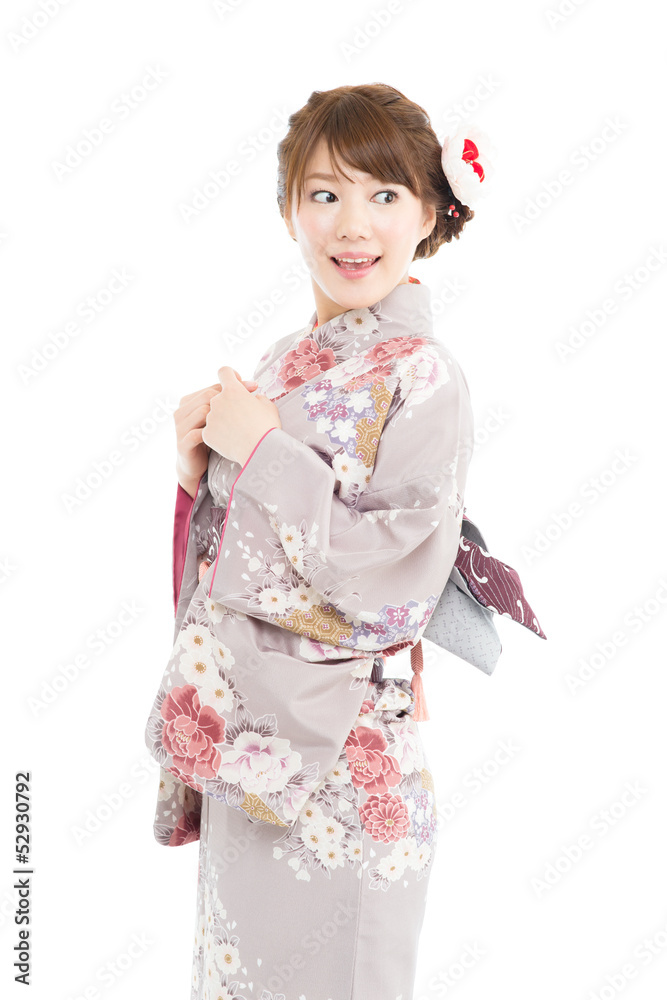 Beautiful japanese kimono woman isolated on white background Beautiful japanese kimono woman isolated on white background