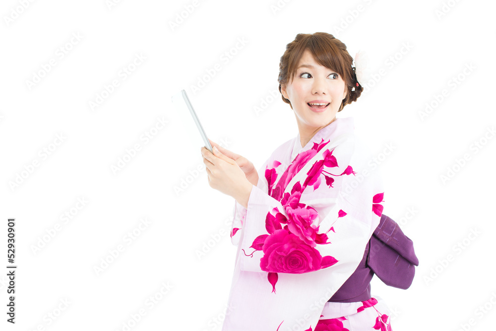 Beautiful young woman wearing japanese traditional kimono Beautiful young woman wearing japanese traditional kimono