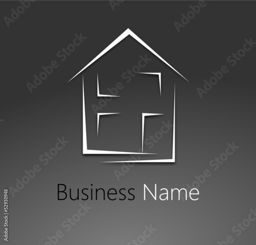 logo immobilier, maison noir et blanc