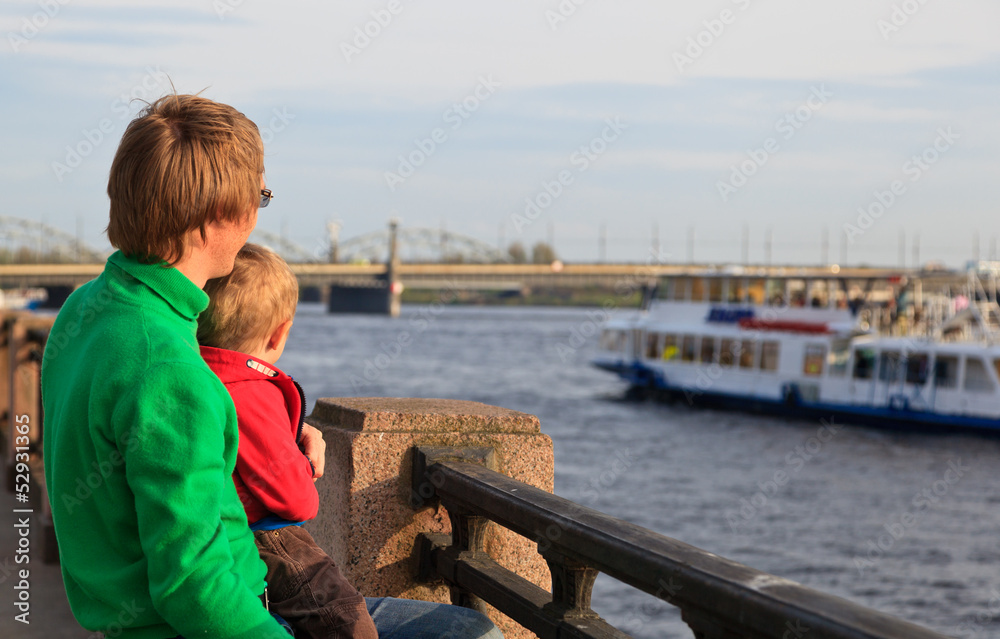 famiy at the quay of Riga, Latvia