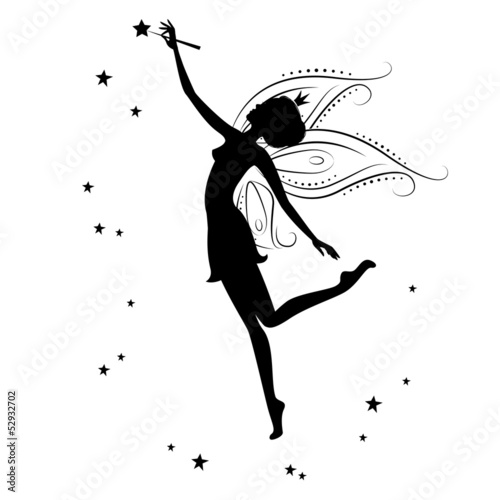 Silhouette of a fairy and stars #52932702