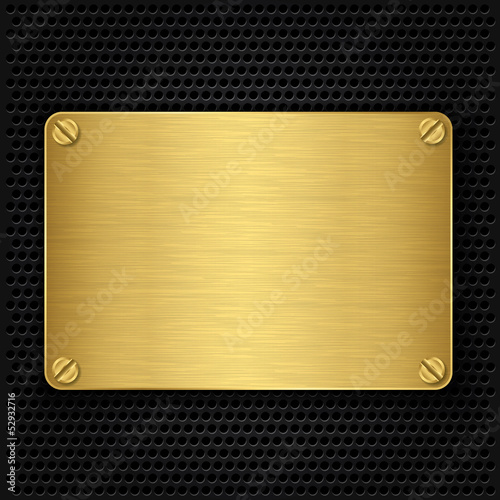 Carta da parati oro - Carta da parati Golden texture plate with screws, vector illustration