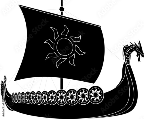 viking ship. stencil. second variant