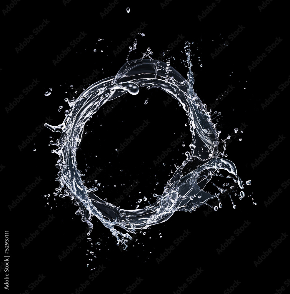 Water splash isolated on black background Water splash isolated on black background