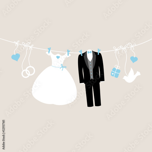 Hanging Wedding Symbols Retro Beige/Blue