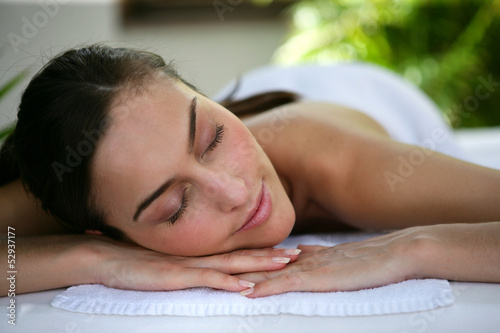 Woman laying down at health spa