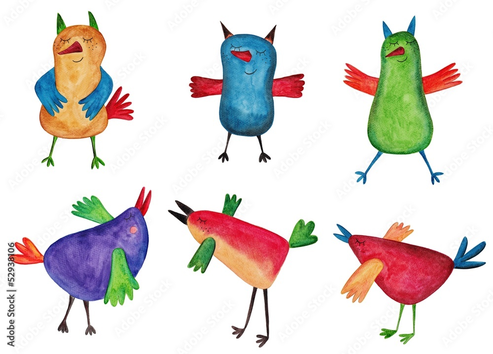 Fototapeta premium Set of cartoon birds