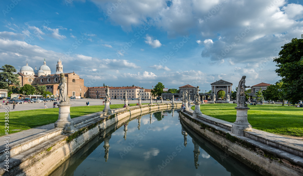 Canal with statues on Prato della Valle in Padua