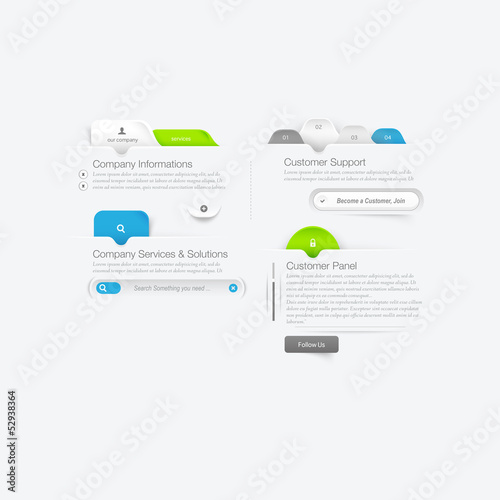 Website template design menu navigation elements