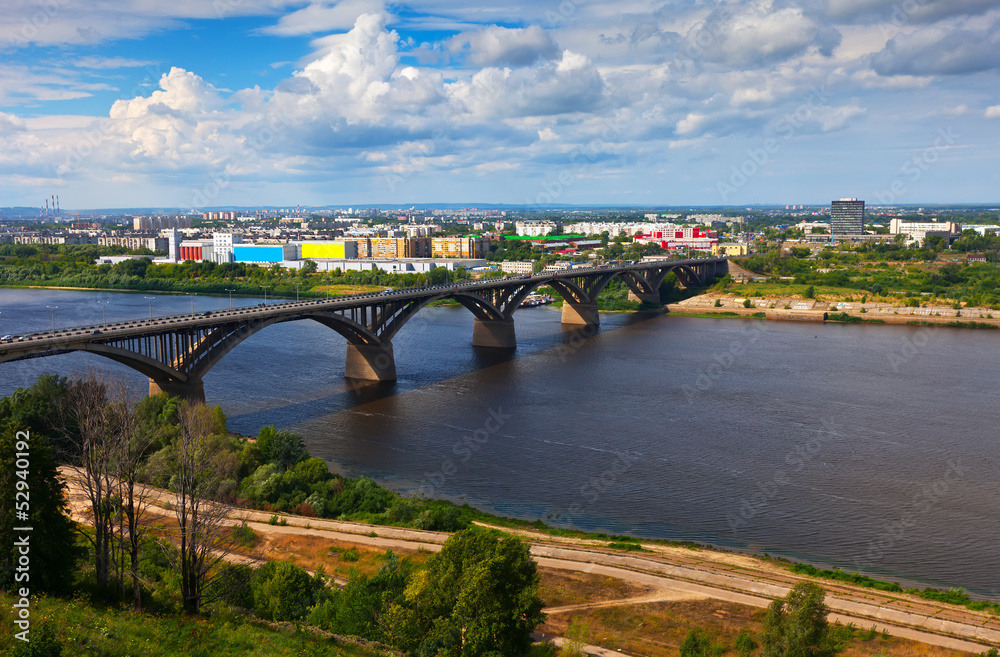 View of Nizhny Novgorod with Molitovsky bridge