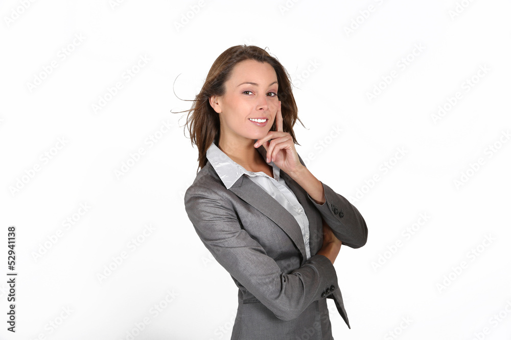 Businesswoman standing on white background Businesswoman standing on white background