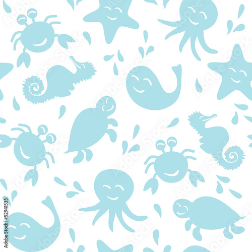 seamless pattern of marine animals