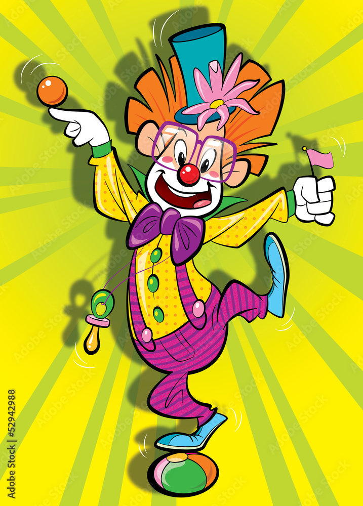 Happy clown on a clolorfoul background
