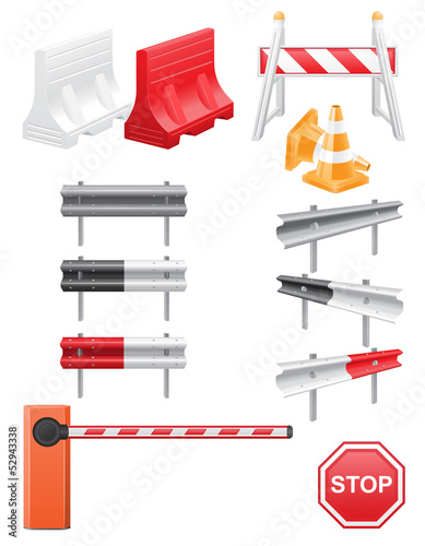 set icons road barrier vector illustration