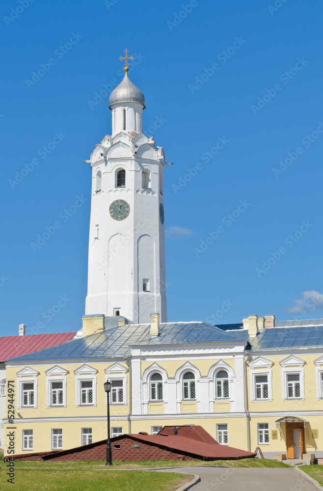 Clock tower in Novgorod Kremlin, Veliky Novgorod, Russia