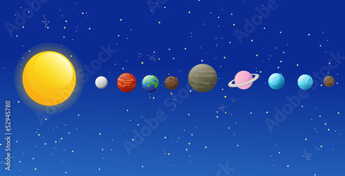 illustration of isolated Solar system icons vector