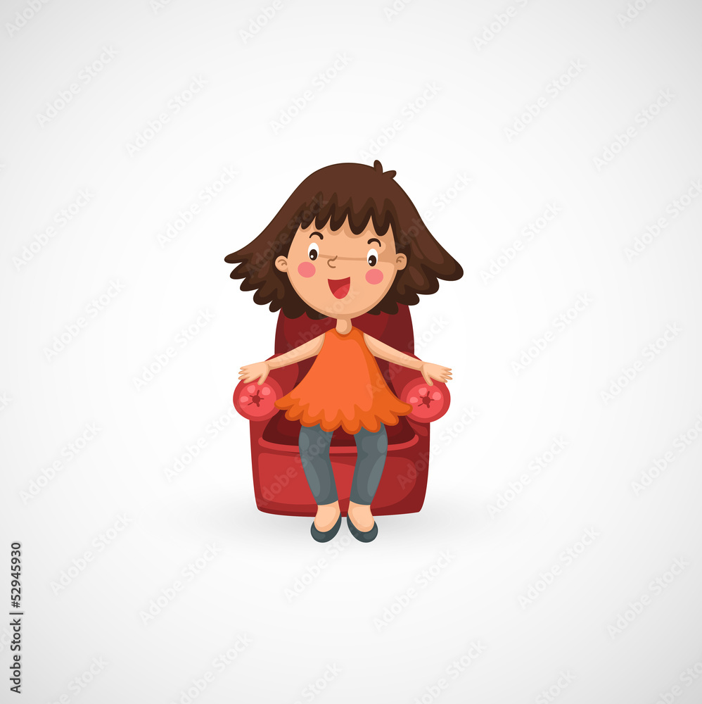 illustration of isolated girl sitting chair vector illustration of isolated girl sitting chair vector