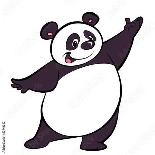 Fototapeta Naklejka Na Ścianę i Meble -  Happy cartoon panda character presenting