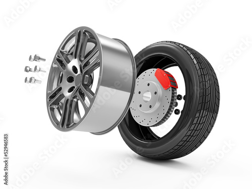 Demounted Car Wheel isolated on white background