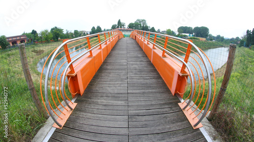 pedestrian bridge and Bike Trail over the river photo