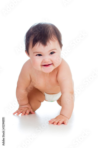 crawling baby girl isolated