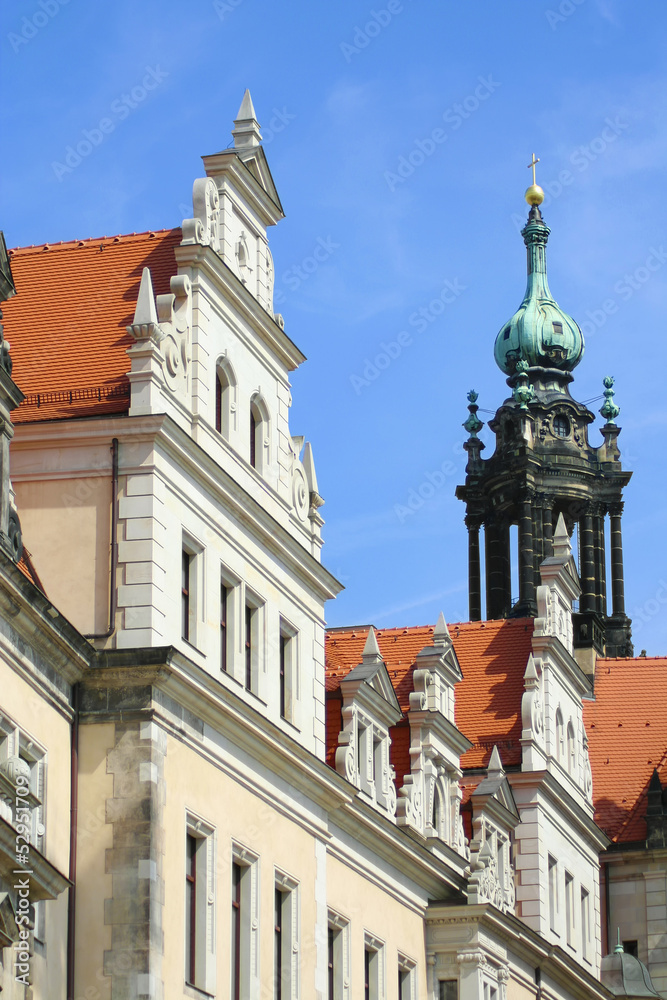 Beautiful view of baroque buildings in the center of Dresden