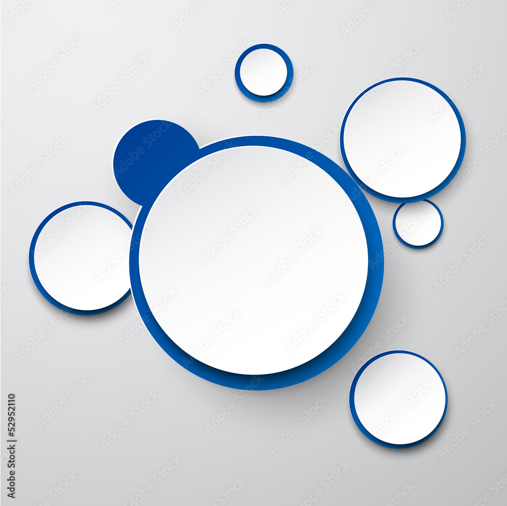 Paper white-blue round speech bubbles. Paper white-blue round speech bubbles.