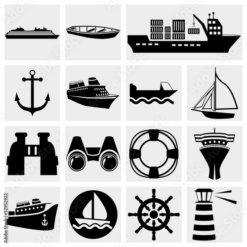 Ships vector icon set.