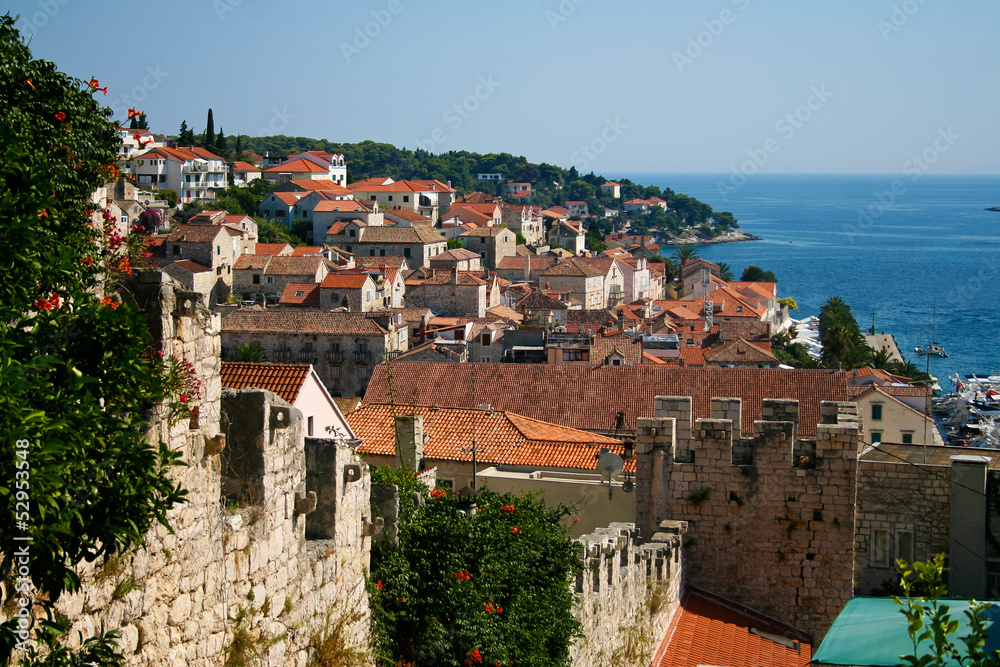 Beautiful view of Hvar town on Hvar island, Croatia