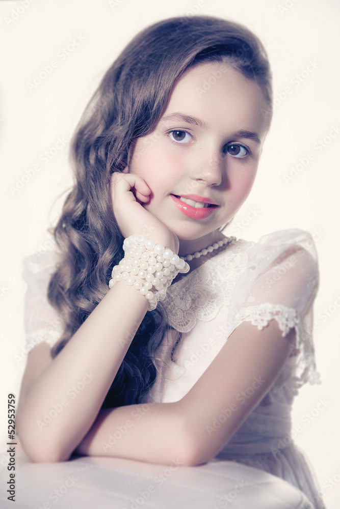 Portrait of a little fashion kid girl