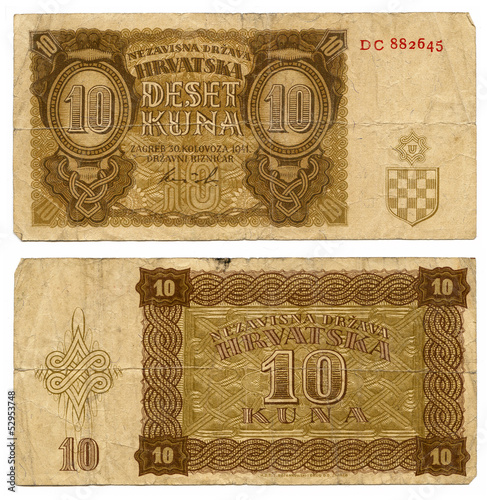 Old croatian money (kuna) photo