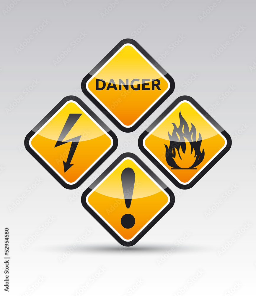 Danger round corner warning sign set Danger round corner warning sign set