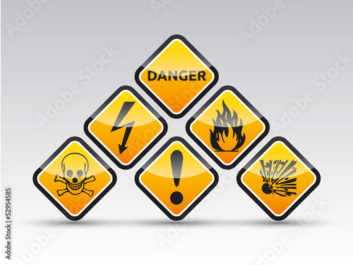 Danger round corner warning sign set