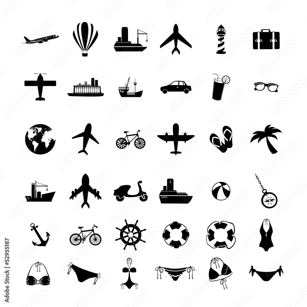 Fototapeta premium travels icons monochrome