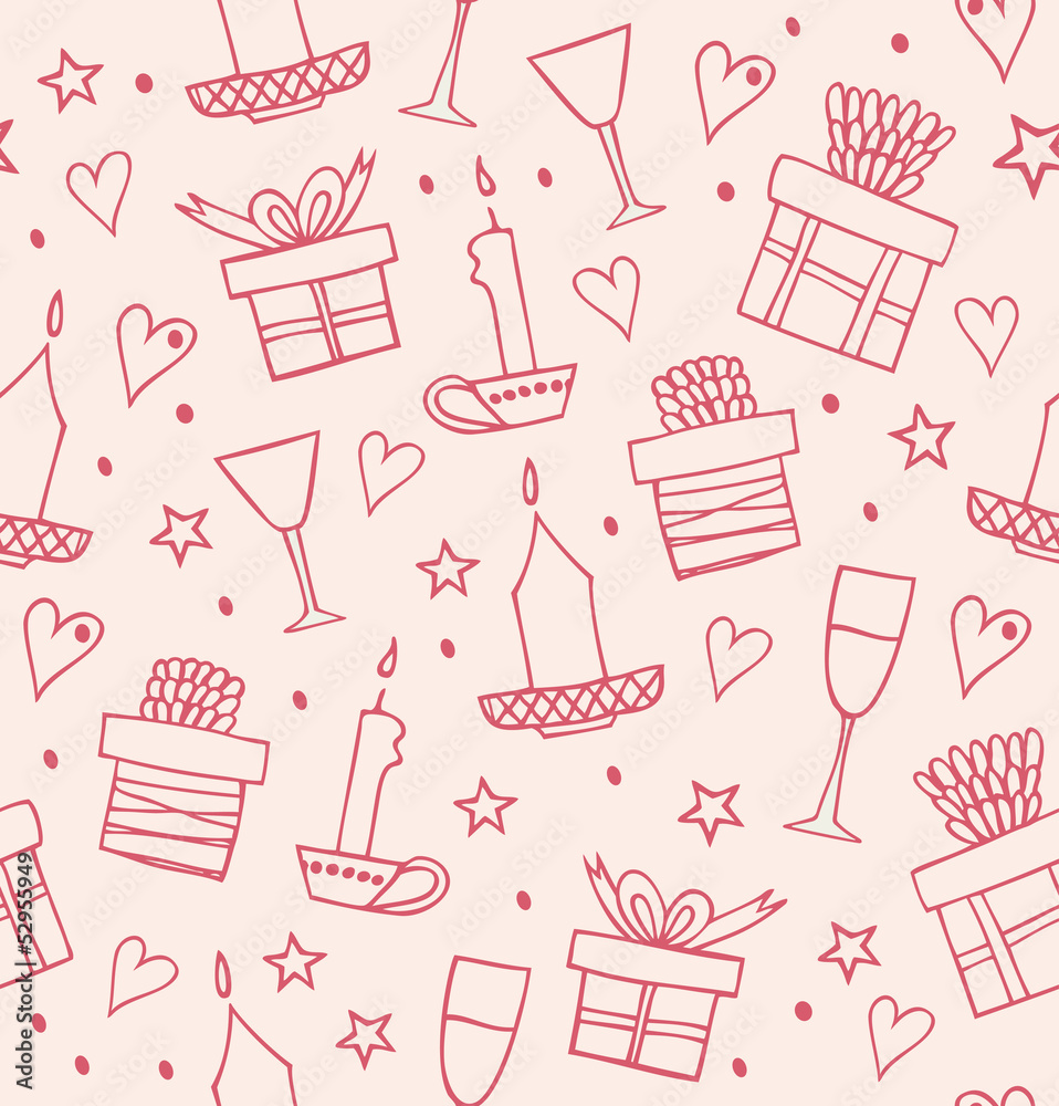 Rose light seamless pattern with gifts, candles Rose light seamless pattern with gifts, candles