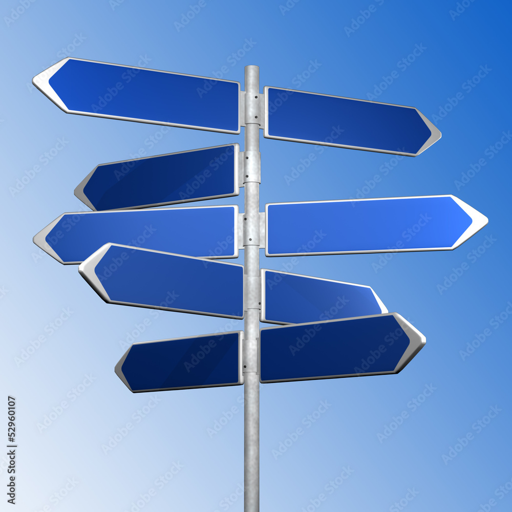 BLue directionl signs on a blue background BLue directionl signs on a blue background