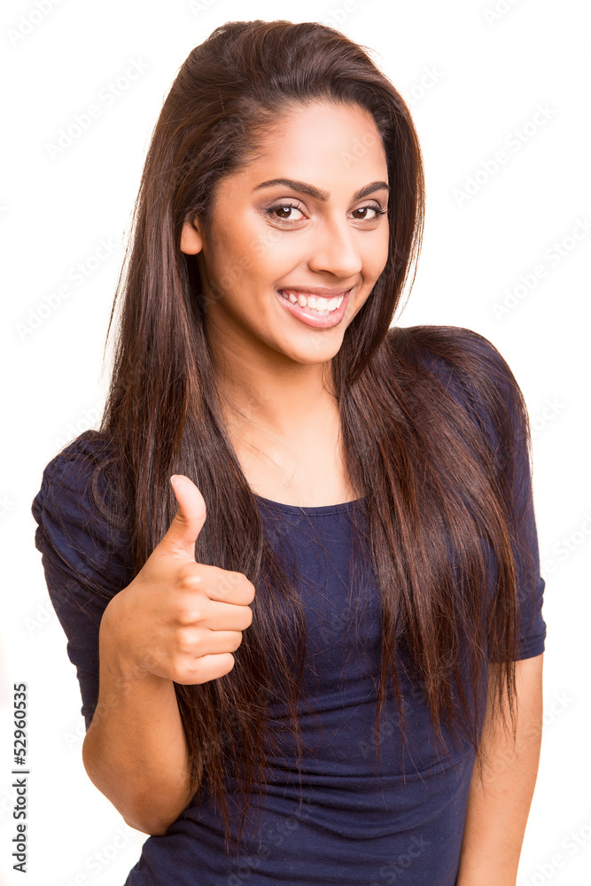Beautiful mix race woman showing thumbs up Beautiful mix race woman showing thumbs up