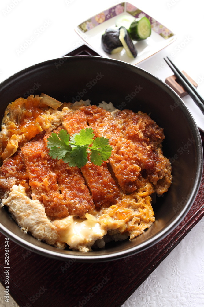 Japanese cuisine, Katsudon deep fried pork on rice