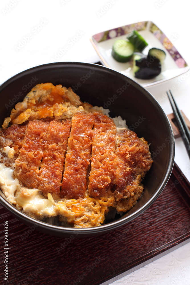 Japanese cuisine, Katsudon deep fried pork on rice Japanese cuisine, Katsudon deep fried pork on rice